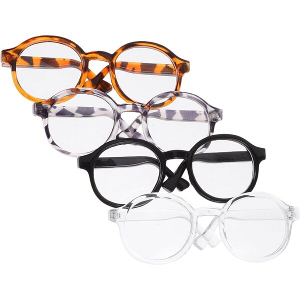 Set 4 Mini Occhiali da Sole per Bambole - Accessori Costume in Plastica Colorati