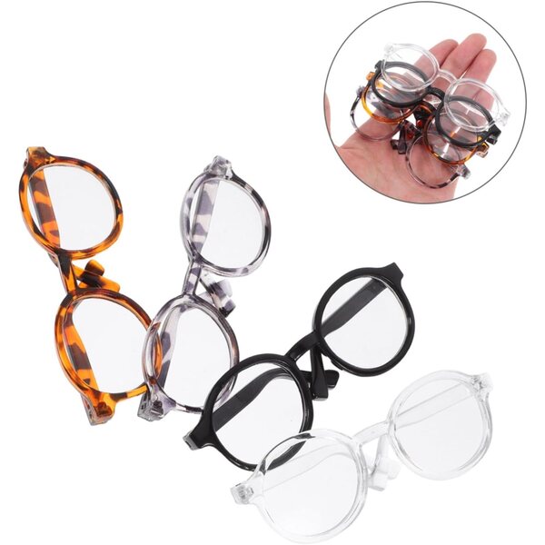 Set 4 Mini Occhiali da Sole per Bambole - Accessori Costume in Plastica Colorati