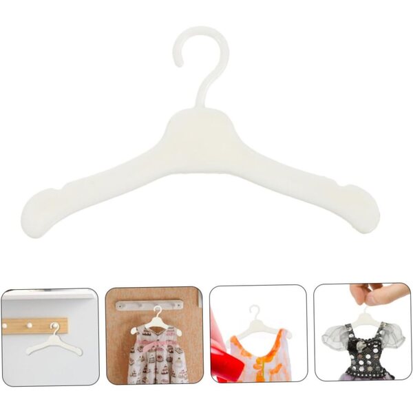 100 Mini Cintres Bianchi in Plastica per Vestiti di Bambole 5,5x3 cm
