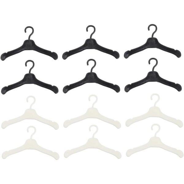 60 Mini-Kunststoff-Zinsen für Puppenkleidung, Schwarz und Weiß, 5,5 x 3 cm