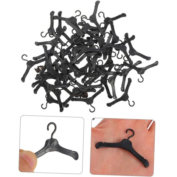 60 Mini-Kunststoff-Zinsen für Puppenkleidung, Schwarz und Weiß, 5,5 x 3 cm