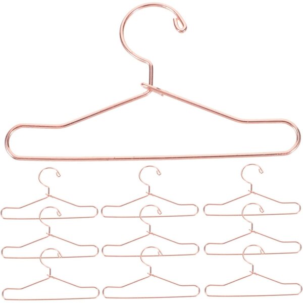 Set 10 Mini Cintre in Metallo Oro Rosa 7,5 cm per Abiti di Bambole e Casa Miniatura