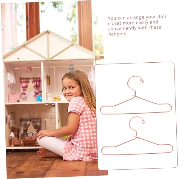 Set 10 Mini Cintre in Metallo Oro Rosa 7,5 cm per Abiti di Bambole e Casa Miniatura