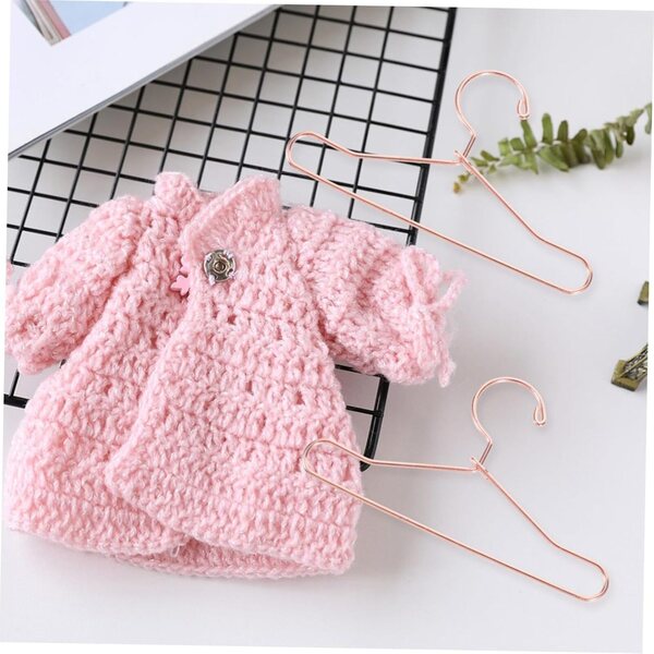 Set 10 Mini Cintre in Metallo Oro Rosa 7,5 cm per Abiti di Bambole e Casa Miniatura