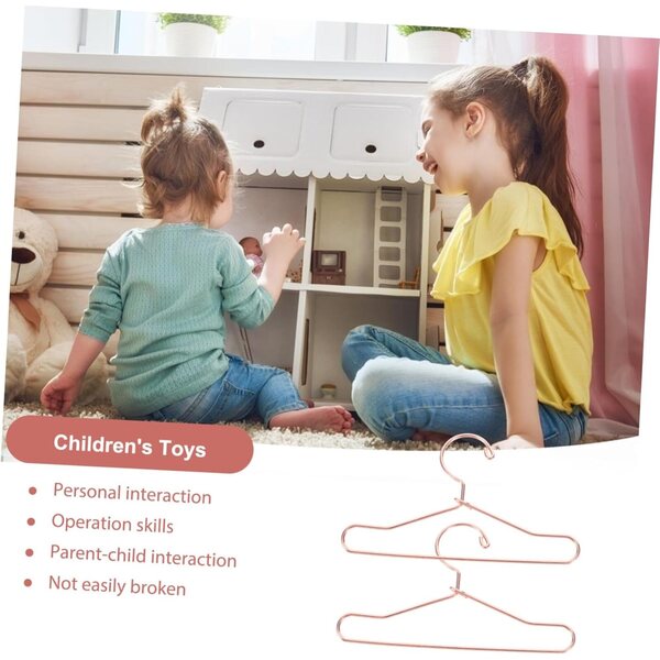 Set 10 Mini Cintre in Metallo Oro Rosa 7,5 cm per Abiti di Bambole e Casa Miniatura