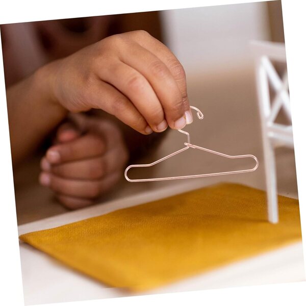 Set 10 Mini Cintre in Metallo Oro Rosa 7,5 cm per Abiti di Bambole e Casa Miniatura