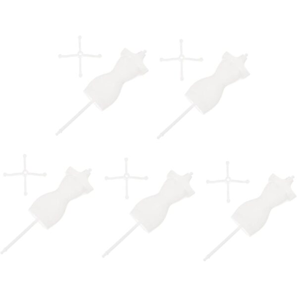 Set 5 Supporti Miniature per Manichini in Plastica Bianchi per Abiti Bambole