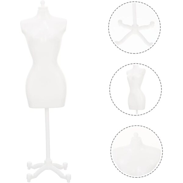 Set 5 Supporti Miniature per Manichini in Plastica Bianchi per Abiti Bambole