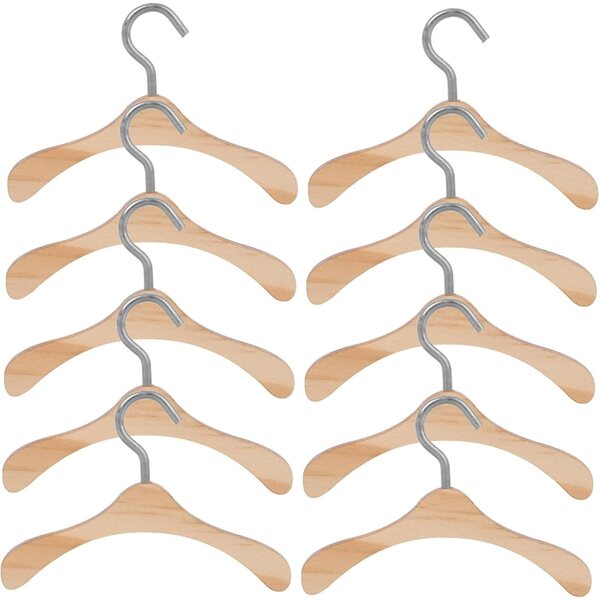 Cintre in Legno Miniature 6,5 cm – Set da 10 Cintre per bamboles e Mini-Casette