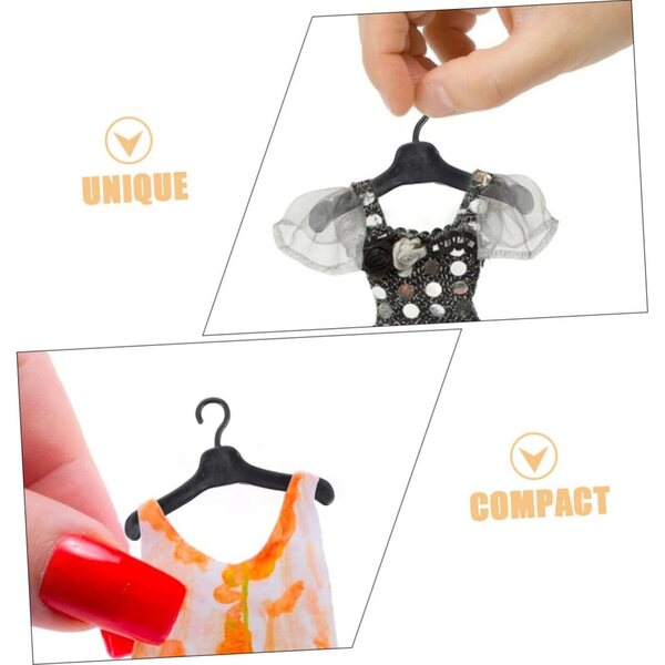 ORFOFE 100 Mini Cintres Neri in Plastica per Vestiti di Bambole Accessori Pratici