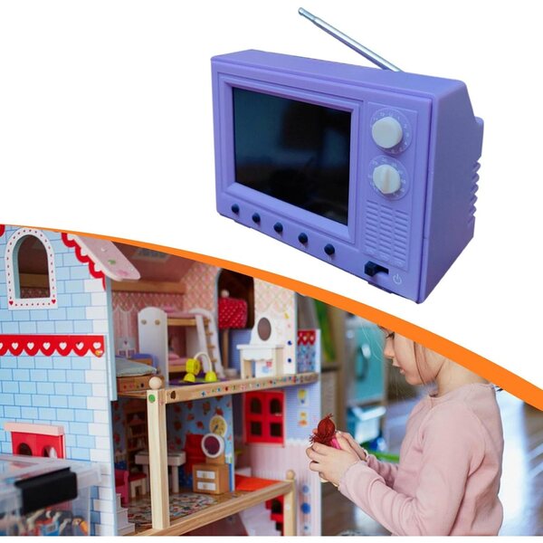 Funktionierender Mini-LED-Fernseher für Puppenhaus im Maßstab 1:12 mit 8 GB Speicher und USB-Aufladung