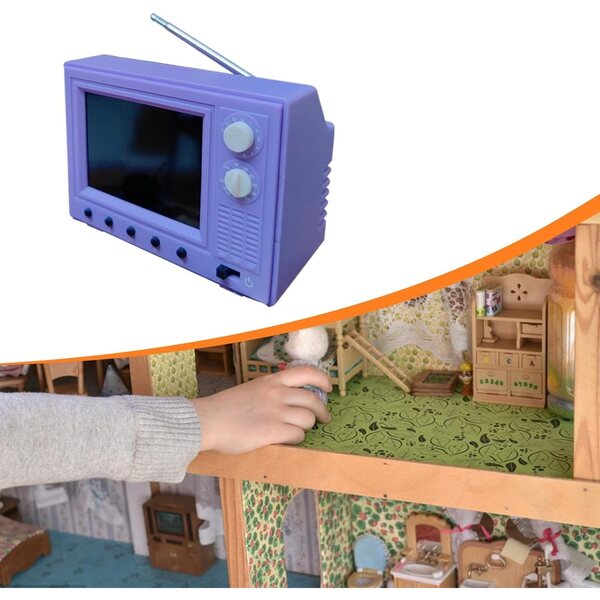 Funktionierender Mini-LED-Fernseher für Puppenhaus im Maßstab 1:12 mit 8 GB Speicher und USB-Aufladung
