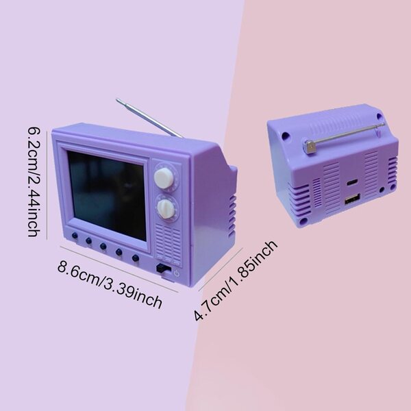 Funktionierender Mini-LED-Fernseher für Puppenhaus im Maßstab 1:12 mit 8 GB Speicher und USB-Aufladung