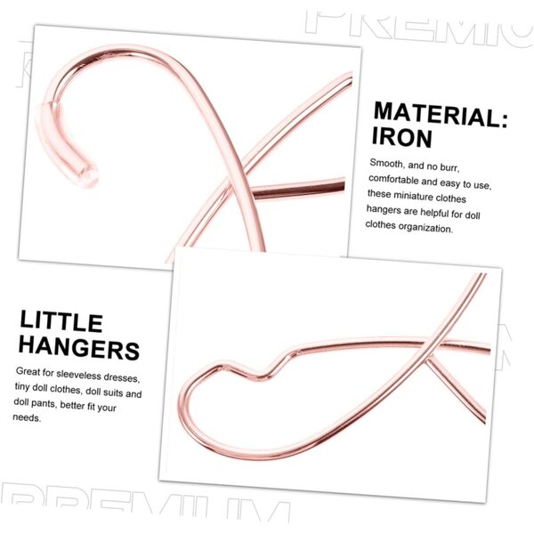 Set 5 Mini Cintres in Metallo per Abiti di Bambole, Robusti e Decorativi Oro Rosa
