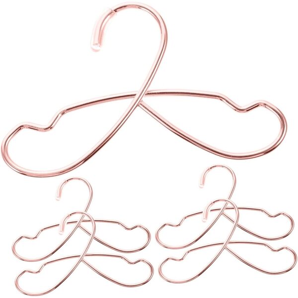 Set 5 Mini Cintre in Metallo per Bambole, Oro Rosa, Accessori Decorativi Miniatura