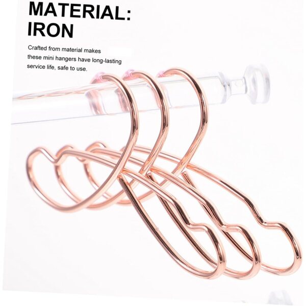 Set 5 Mini Cintre in Metallo per Bambole, Oro Rosa, Accessori Decorativi Miniatura