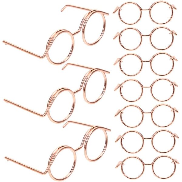 Set da 15 Mini Occhiali in Metallo Rosa Dorato per Bambole, Accessori Creativi e di Costume