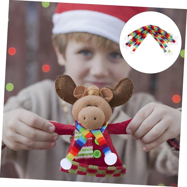 10 Mini Sciarpe Decorazione Natale per Bottiglie, Pupazzi e Artigianato Colorate