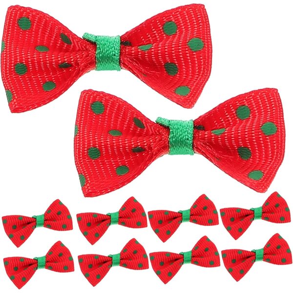 Set 30 Mini Nodi in Tessuto Rossi per Decorazioni e Accessori Fai-da-Te