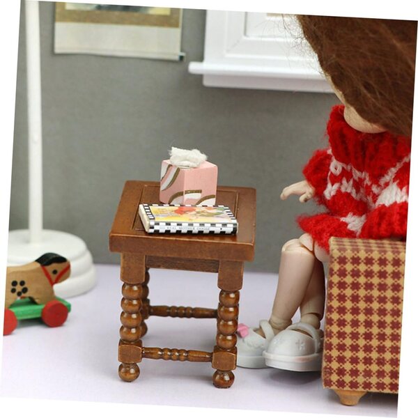 BESPORTBLE Tavolino in Legno Miniatura 5,4x4,5x3,9 cm per Casa delle Bambole