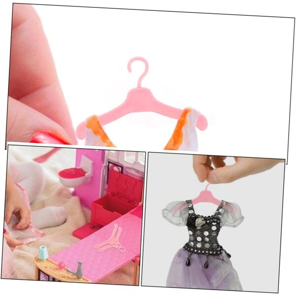 KOMBIUDA 60 Cintres Miniature per bamboles in Plastica Rosa Mini Appendiabiti