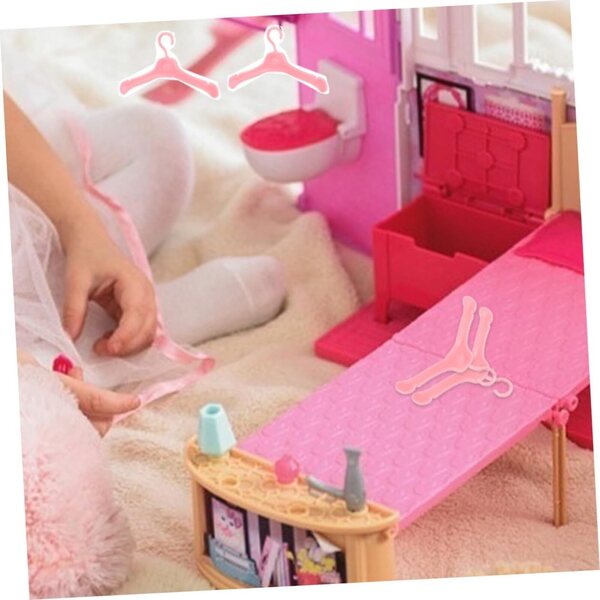 KOMBIUDA 60 Cintres Miniature per bamboles in Plastica Rosa Mini Appendiabiti