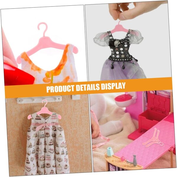 KOMBIUDA 60 Cintres Miniature per bamboles in Plastica Rosa Mini Appendiabiti