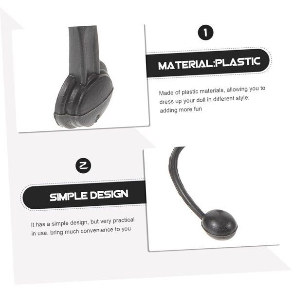 Schwarzes Mini-Zubehör für Puppen: 4-teiliges Set aus Kunststoffhelm, Mikrofon und Brille