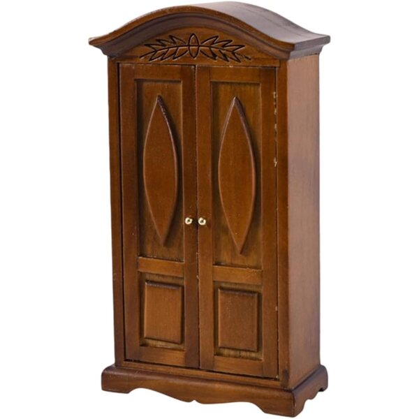 Armadio in legno antico 1/12 per bambole con doppia porta e dettagli vintage
