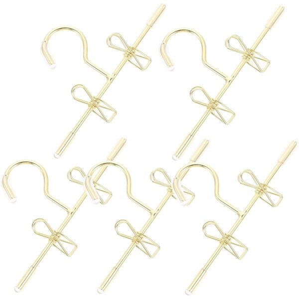 5 Cintres Miniatures per Vestiti di Bambole in Metallo Dorato 7,5x4 cm