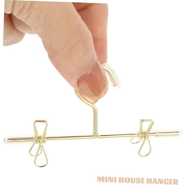 5 Cintres Miniatures per Vestiti di Bambole in Metallo Dorato 7,5x4 cm