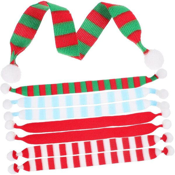 Set 8 Mini Foulards di Natale Tricotati per Bambole e Decorazioni Colorati e Festivi