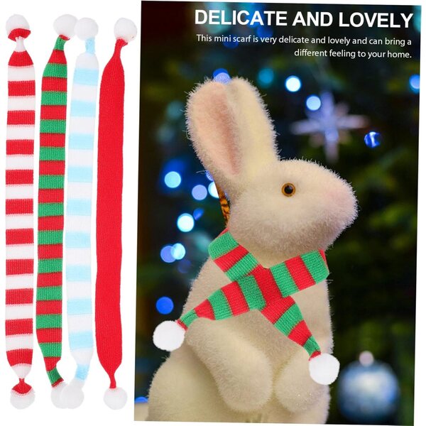 Set 8 Mini Foulards di Natale Tricotati per Bambole e Decorazioni Colorati e Festivi