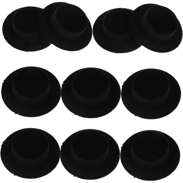 20 Mini Cappelli a Cilindro in Resina Nera per DIY, Decorazione e Accessori per Bambole