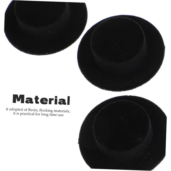 20 Mini Cappelli a Cilindro in Resina Nera per DIY, Decorazione e Accessori per Bambole