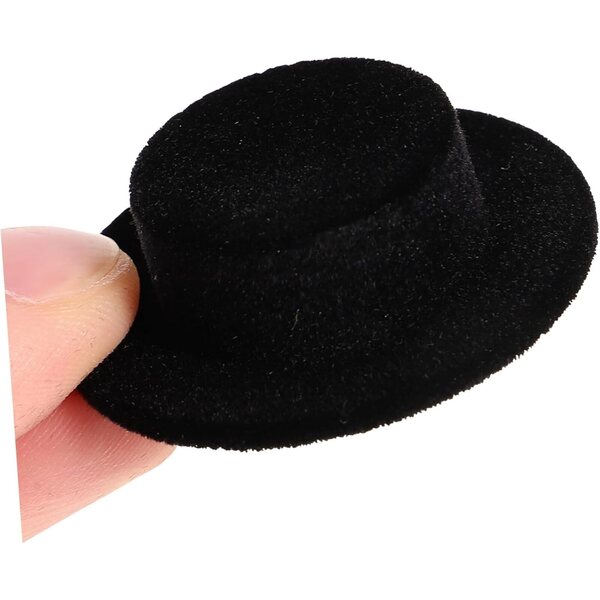 20 Mini Cappelli a Cilindro in Resina Nera per DIY, Decorazione e Accessori per Bambole