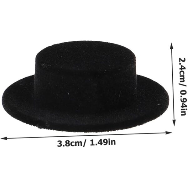 10 Mini Cappelli Alti Nero Floccati in Resina per bamboles, Accessori Handmade DIY