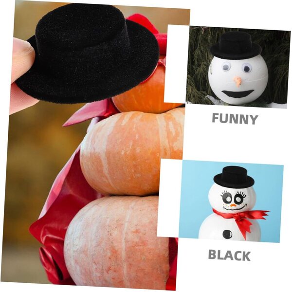 10 Mini Cappelli Alti Nero Floccati in Resina per bamboles, Accessori Handmade DIY