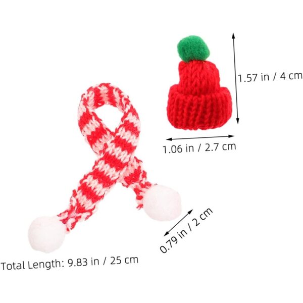 Set 12 Mini Cappelli e Sciarpe Natalizi in Lana per Decorazioni e Bricolage