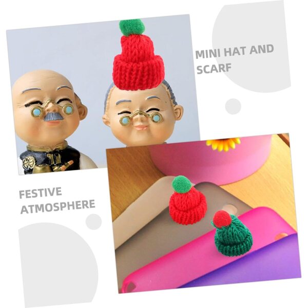 Set 12 Mini Cappelli e Sciarpe Natalizi in Lana per Decorazioni e Bricolage