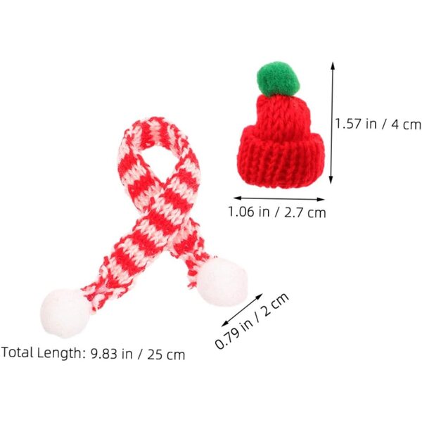 Set 12 Accessori Natalizi Mini Bonnet e Sciarpe DIY per Decorazioni Artigianali
