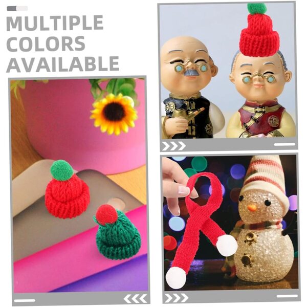 Set 12 Accessori Natalizi Mini Bonnet e Sciarpe DIY per Decorazioni Artigianali