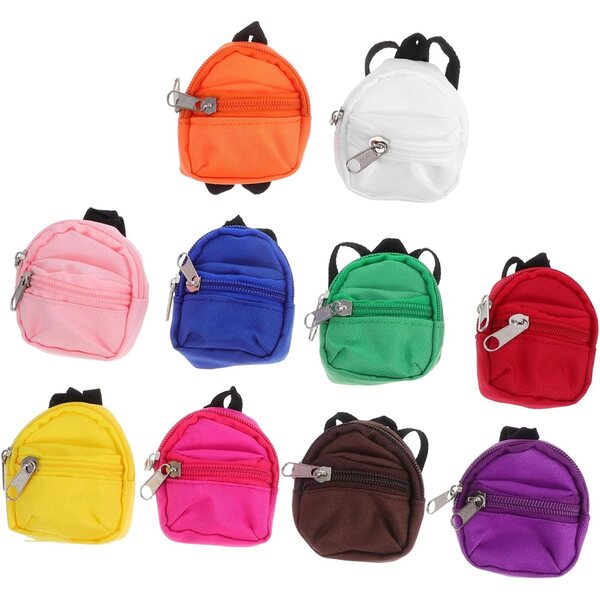 Set 10 Mini Zaini per Bambole con Accessori di Gioco Simulazione per Bambini
