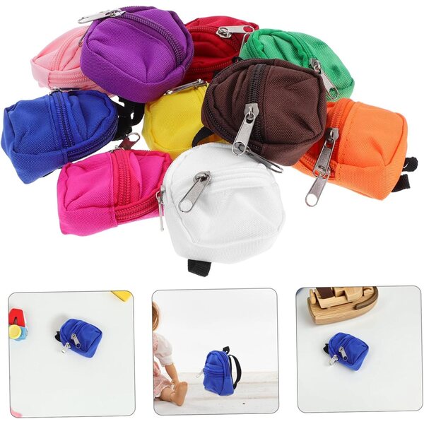 Set 10 Mini Zaini per Bambole con Accessori di Gioco Simulazione per Bambini