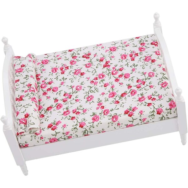 Brrnoo Letto Matrimoniale Floreale in Scala 1/12 per Casa delle Bambole