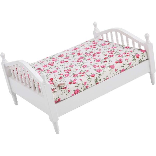 Brrnoo Letto Matrimoniale Floreale in Scala 1/12 per Casa delle Bambole