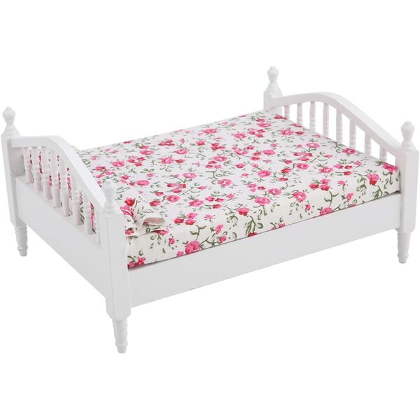 Brrnoo Letto Matrimoniale Floreale in Scala 1/12 per Casa delle Bambole
