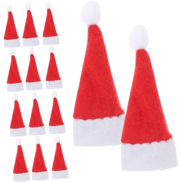 Dekorative Mini-Chapeaux aus rotem und weißem Vliesstoff für Weihnachtsdekorationen, 24 Stück