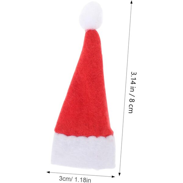 Dekorative Mini-Chapeaux aus rotem und weißem Vliesstoff für Weihnachtsdekorationen, 24 Stück