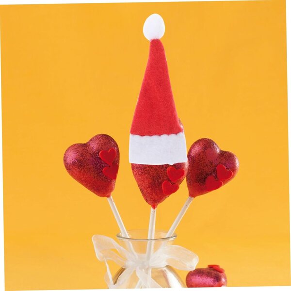 Dekorative Mini-Chapeaux aus rotem und weißem Vliesstoff für Weihnachtsdekorationen, 24 Stück